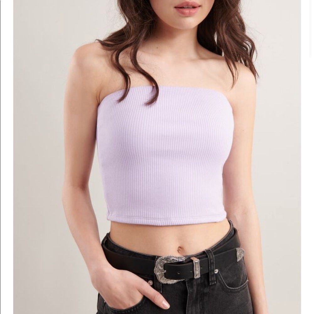 Garage - size XS purple ribbed tube top